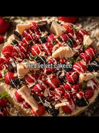 Endnu en glad kunde bestilling! Red velvet med mørk og lys chokolade og frisk frugt 🤩✨🩷
